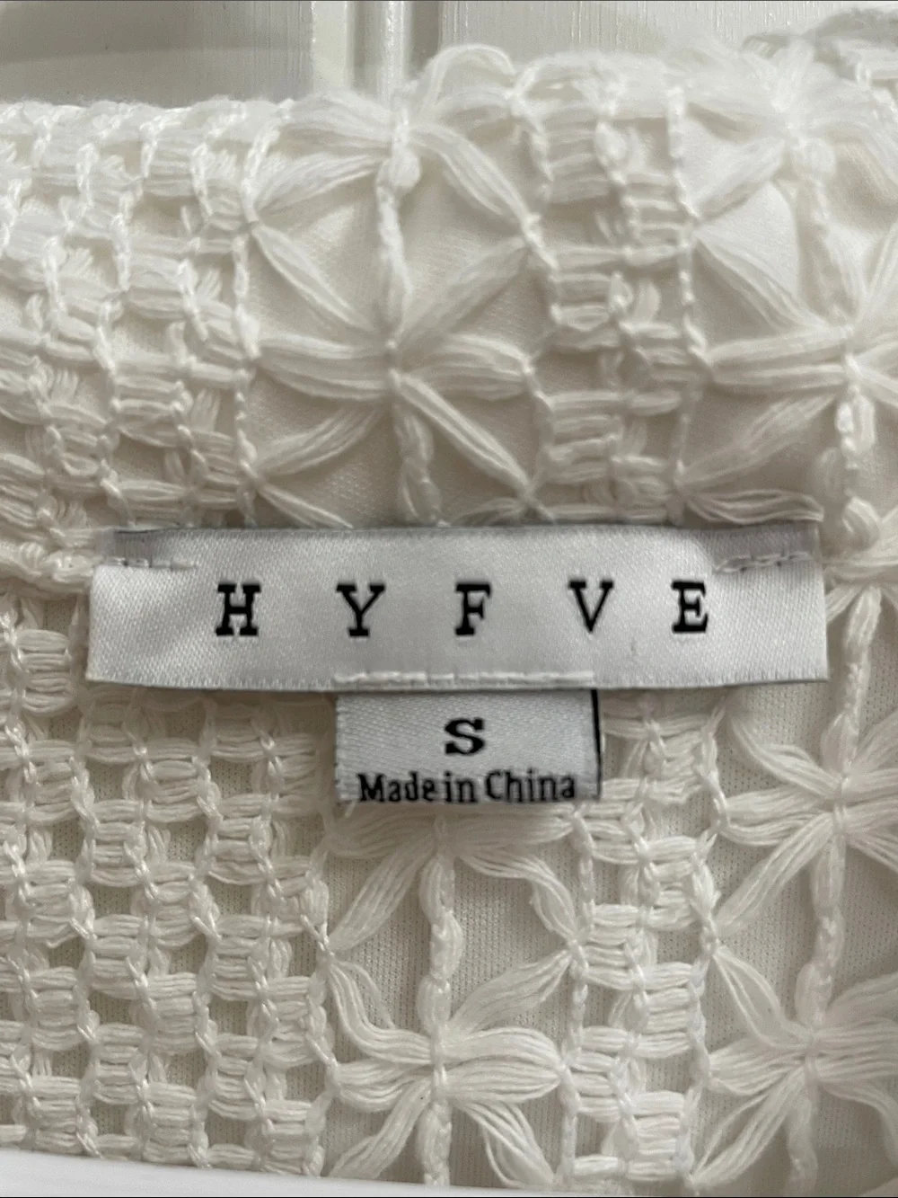 HYFVE -White Crochet Romper with Notched Collar Size Small